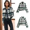 Spring and Autumn Hot Selling New Women's Wear Small Fragrant Style Patch Bag Decoration Plaid Woolen Jacket Coat