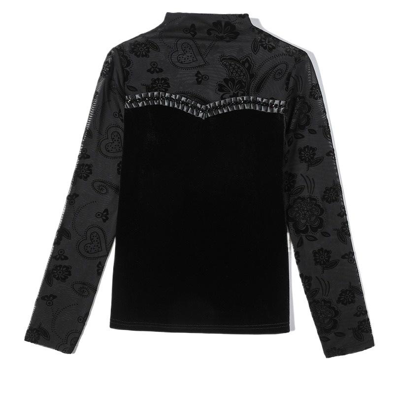 Зимняя новая темпераментная универсальная полуводолазка с длинными рукавами из вшитого бархата футболка