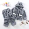Autumn and Winter New Infant and Toddler Boys and Girls Anti Dirty Plush Fleece with Ears Cute Winter Set
