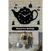 Teapot Designed Decorative Wooden Kitchen Wall Clock Personalized Large Size 50x30cm