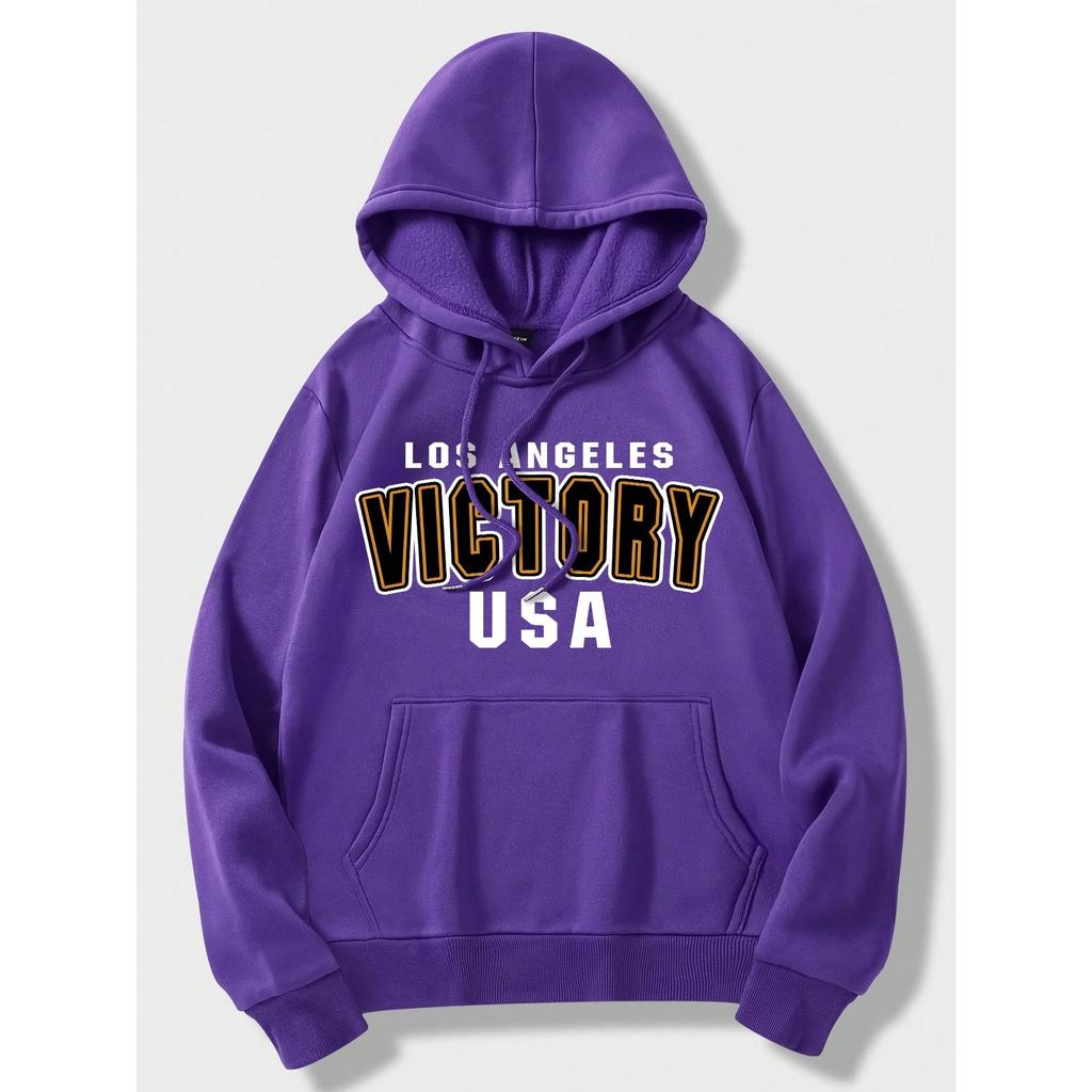 Толстовка с капюшоном Los Angeles Art Letter Pattern для мужчин с круглым вырезом, осенняя одежда, флисовая толстовка большого размера