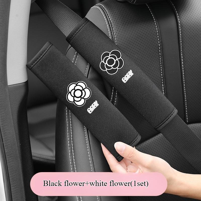 Car Seat Belt Shoulder Pads with Embroidered Heart Design,Automotive Interior Accessories, Seat Belt Cover Shoulder Strap
