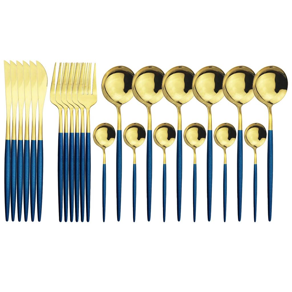 24Pcs Stainless Steel Dinnerware Cutlery Set Knives Forks Coffee Spoon Dinner Tableware Kitchen Utensils Flatware Set