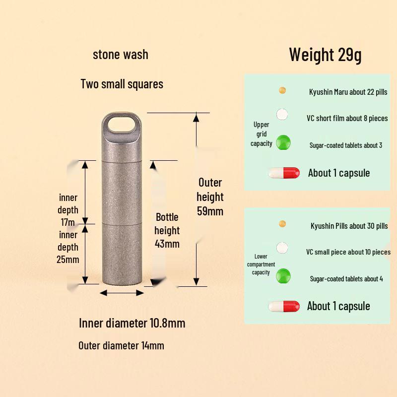 Водонепроницаемая мини-таблетница из нержавеющей стали - Портативный, влагозащищенный дорожный контейнер для лекарств