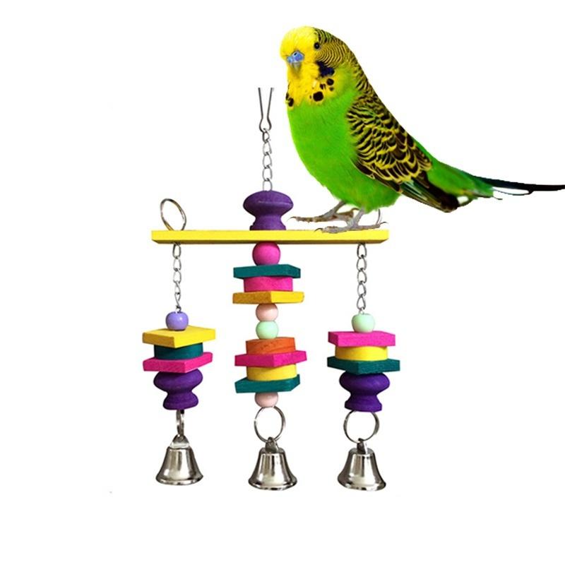 Товары для домашних животных, красочные игрушки для птиц, попугаи, подвесные деревянные качели, колокольчики, волнистый попугайчик, корелла, принадлежности для инструментов, аксессуары