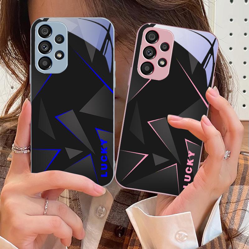 Линия Ромбовидная Сетка Для Samsung Galaxy S10 4G S20 11E 30 S21 21Fe 22 S24 Pro S23 Ultra 5G S8 S9 Чехол для телефона из закаленного стекла
