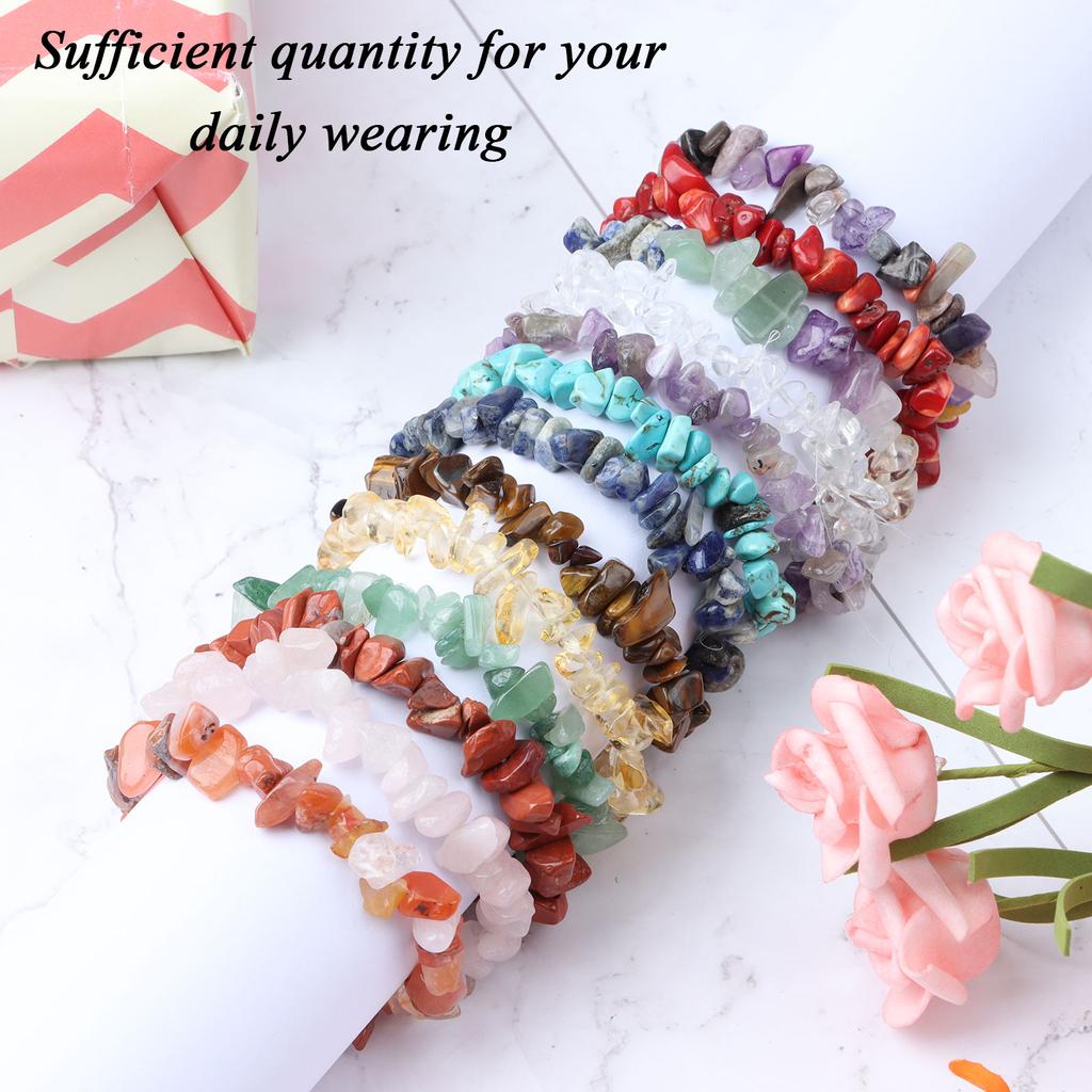 Набор из 15 браслетов с нерегулярными кристаллами