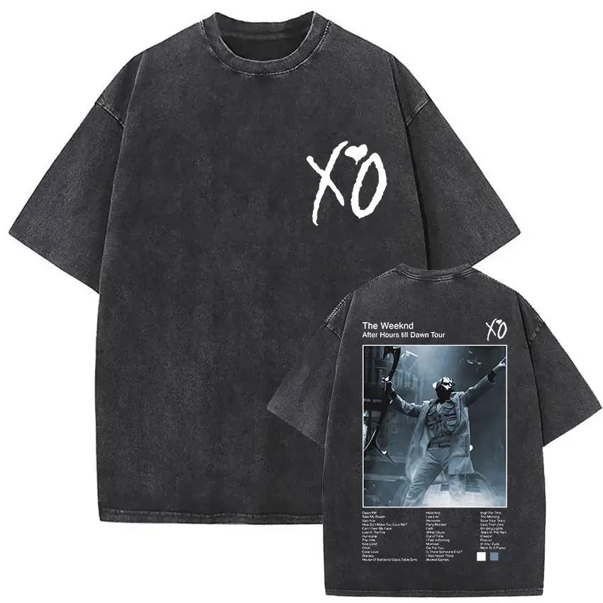 The Weeknd XO Tour Винтажная стираная футболка Мужская и Женская Летняя Хлопковая YK Clothing Повседневная Мода Круглый вырез Короткий рукав Футболка