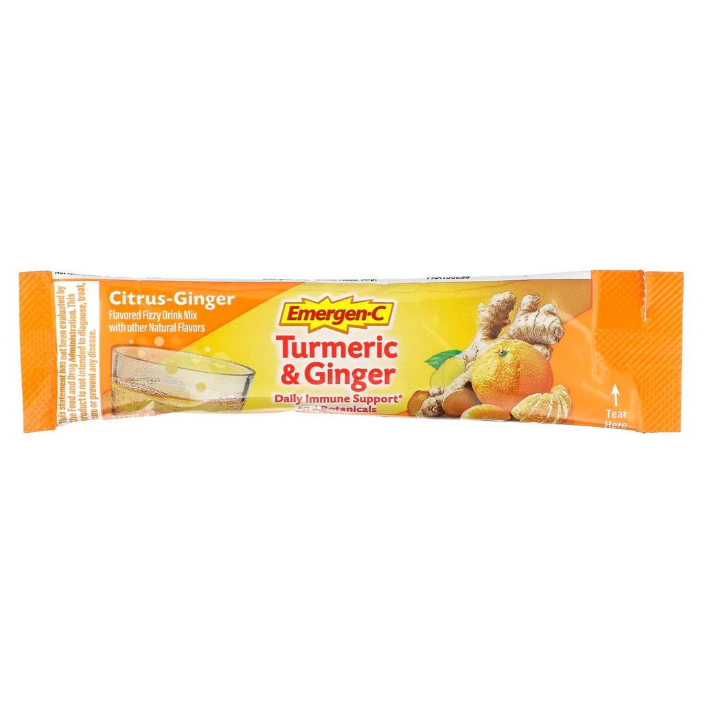 Emergen-C, Turmeric & Ginger, Citrus-Ginger, 18 Packets, 9G (0.32Oz) Each