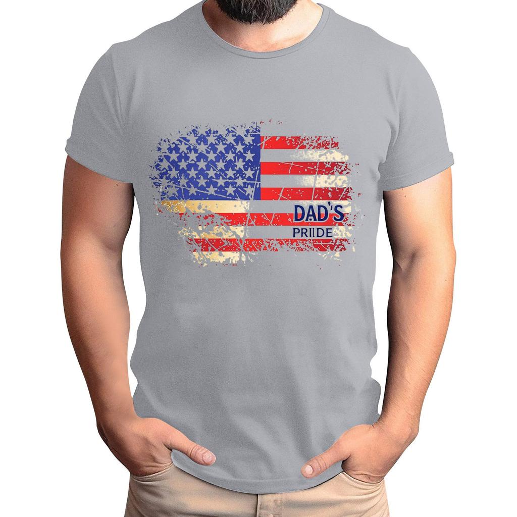 Мужская футболка с принтом флага ко Дню отца, мужской свободный повседневный топ с коротким рукавом