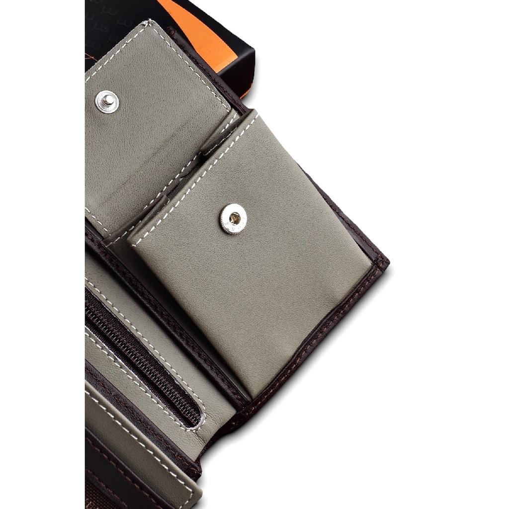 Роскошный мужской кошелек цвета хаки Camel с монетными глазами