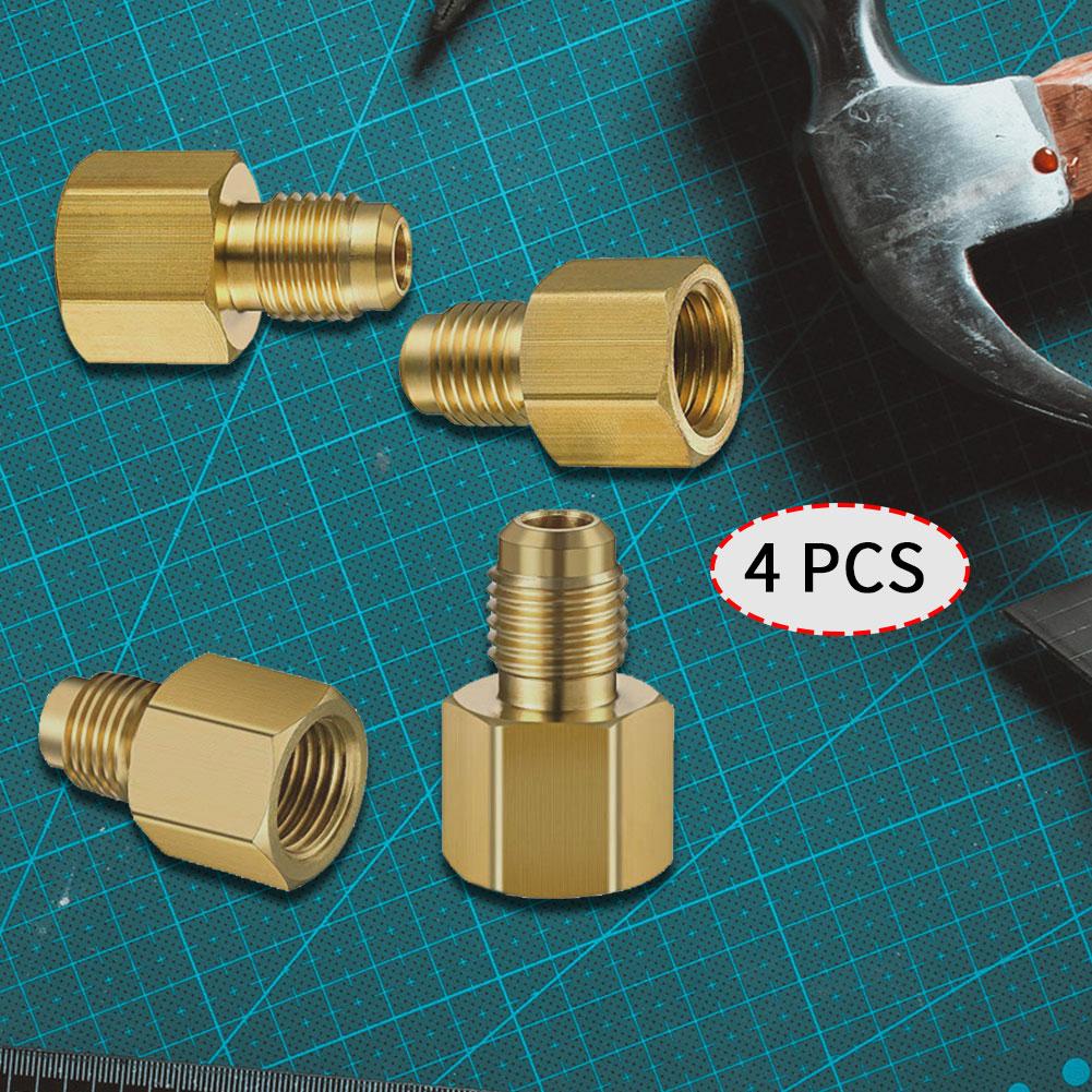 4PCS R134A Brass Refrigerant Tank Adapter To R12 Fitting AdapterValve Core Vacuum Pump Adapter Air Conditioning Tools