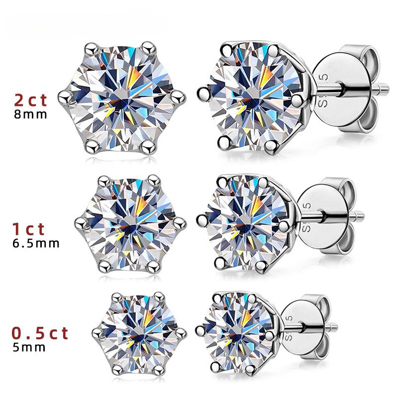 Классические серьги-гвоздики с муассанитом 0,5-2 карата для подарков на пару, серьги из стерлингового серебра S925 в форме цветка, юбилейные серьги