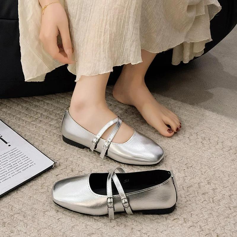 Весна/лето Элегантные ретро повседневные туфли Мэри Джейн на плоской подошве Новые модные мягкие удобные балетки женские Chaussure Femme2025