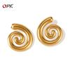 Серьги из нержавеющей стали золотого цвета, спиральной текстуры, геометрические, для женщин - европейская и американская мода