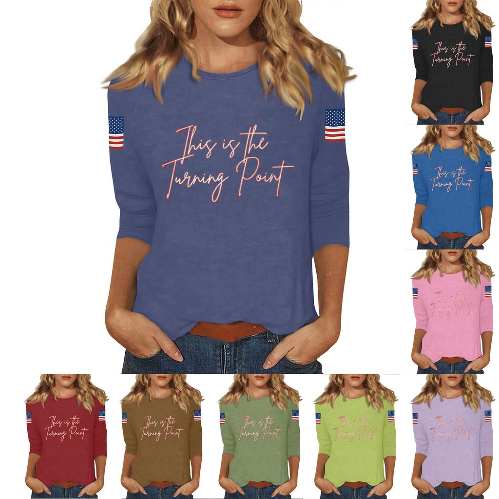 Women's Casual Fashionable Sexy Comfortable Neck Three-Quarter Sleeve Top