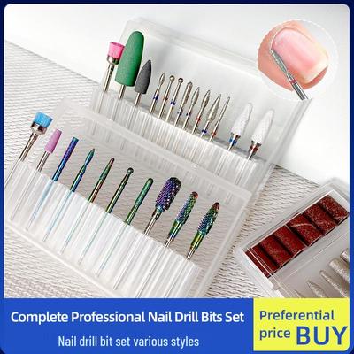 Набор вольфрамовых стальных фрез для ногтей с керамическими шлифовальными головками для удаления кутикулы и полировки ногтей