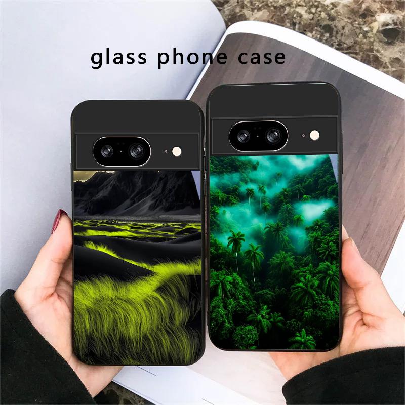 Рисунок Лесной Ручей Для Google Pixel 8 7 9 10 Pixel 10 Pro XL Pixel 9 Pro XL Pixel 8a 7a Pixel 7 Pro Черный Стеклянный Чехол для Телефона