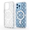 Прозрачный чехол с белым сердцем и магнитом для iPhone 15/16/17 Pro Max, полное покрытие