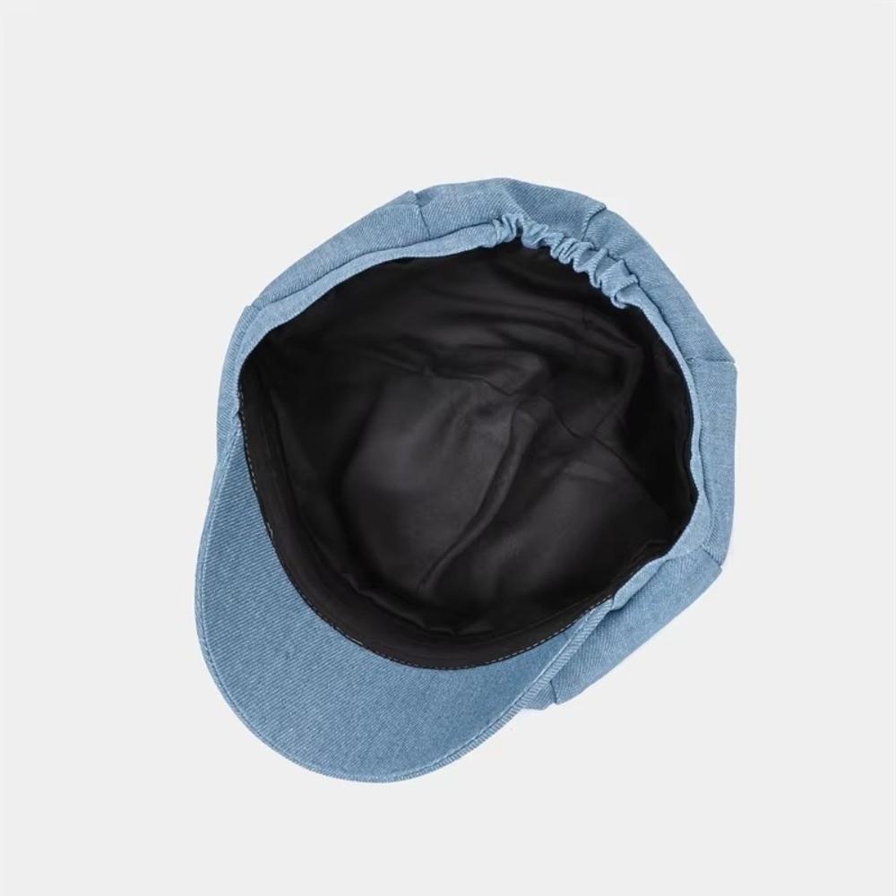 Denim Cloth Women Beret Hats Solid Color Artist Hat Casual Octagonal Caps Female Newsboy Cap