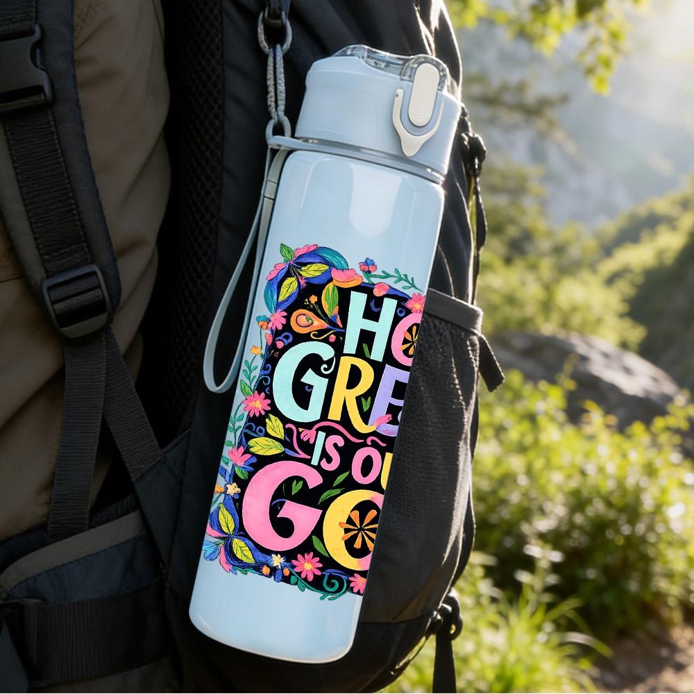 1PC How Great Thou Art Faith Print 750ml Color Plastic Sports Water Bottle Leakproof Flip Straw Lid Suitable for Sports Office Home Use