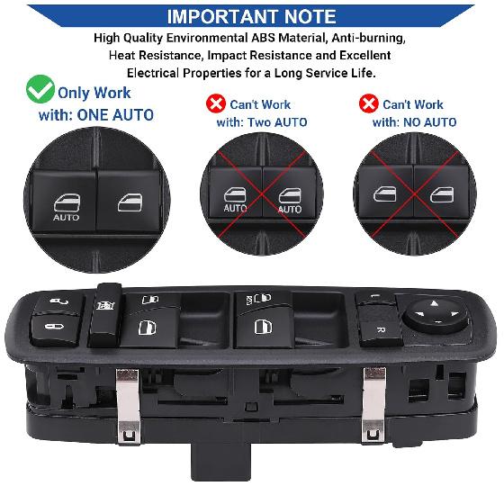 Obaee Power Window Switch Master Control Button Left Driver Side Compatible With 2011-2016 Dodge Journey 2.4L 3.6L, Replacement OEM 68084001AB