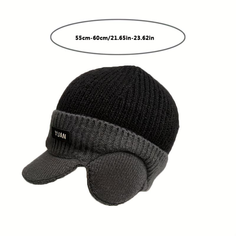 1 Men's Winter Hat - Brimmed and Ear Flap,Color Block Design,Street Style,Slightly Elastic,Warm Cap for Outdoor Activities,Suitable for Cold Weather