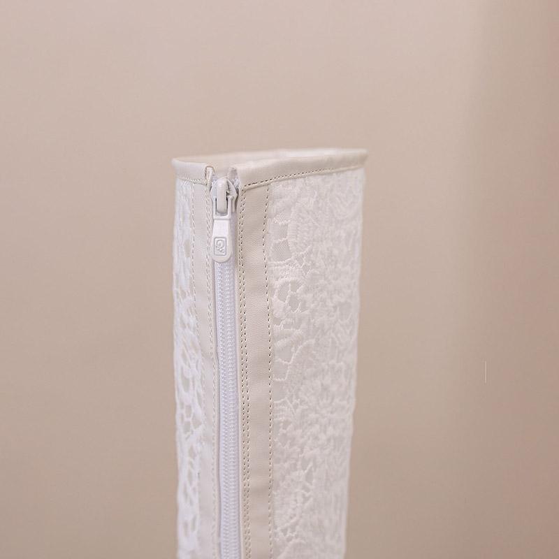 Q/Women's High-heeled Boots, Sexy European and American Style, Thick Heels, Lace Patchwork, Oversized Hollow Out Cool Boots