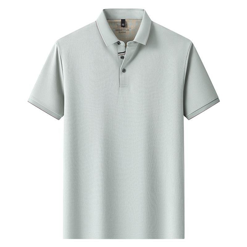 2025 новая летняя мужская однотонная футболка с короткими рукавами из шелка тутового дерева с лацканами, рубашка поло для отдыха