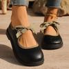 Cute Bow Round Head Flat Bottom Mary Jane Single Shoes 2025 Spring and Summer New French Retro Versatile Small Leather Shoes Women