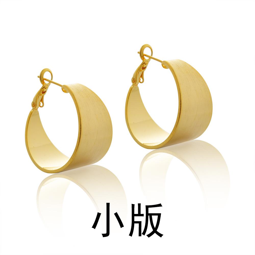 Wide Brushed Geometric Hoop Earrings - Fashion Simple High-End Cool Tone Statement Earrings for Women