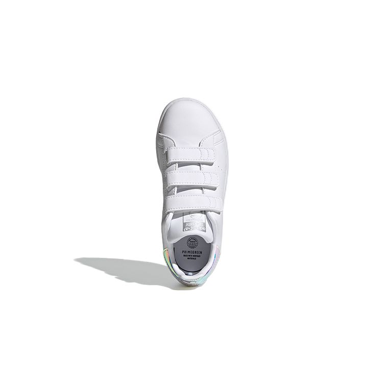 Adidas Stan Smith CF C Белые переливающиеся детские кроссовки Cloud-White Silver-Metallic FX7539