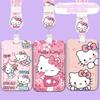 Милый Держатель Фотокарточек Hello Kitty Sanrio Кошка Kt Телескопическая Пряжка Легко Вытягиваемая Карманчики для Карт Подвеска Чехол для Карты Питания Карты на Автобус