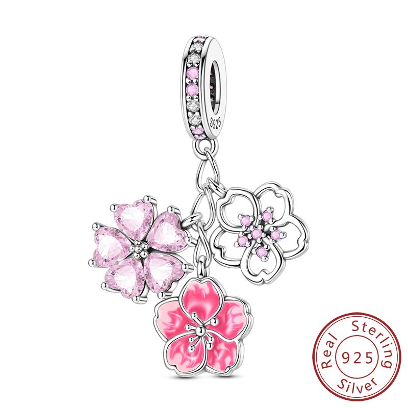 Шармы Медь Сияющая Любовь Медведь Слон Яблоко Вишня Роза Шармы Бусины Подходят для Оригинального Браслета Подвеска Женские Украшения