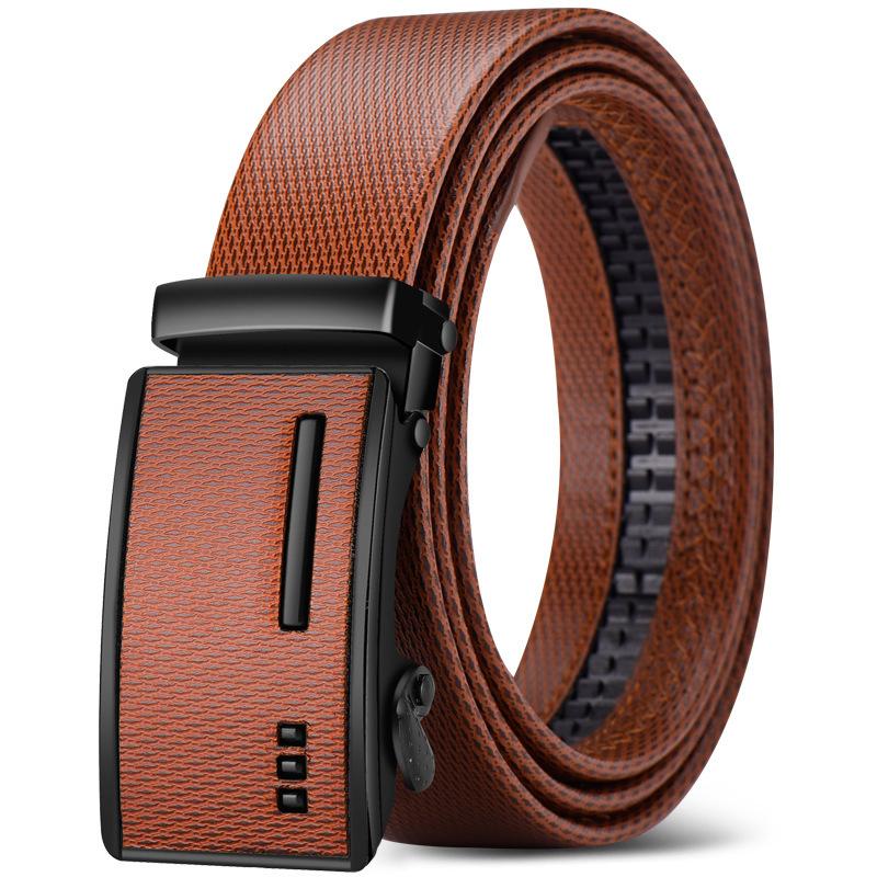 Auto Locking Dress Belt for Men Premium Leather Slim Business Casual Belt Adjustable 30-42 Inch Waist Minimalist Design