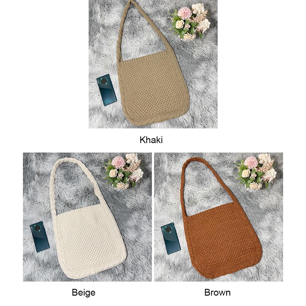 Женские сумки через плечо, повседневные однотонные вязаные сумки, вязанные вручную женские сумки на плечо, дорожные сумки-тоут для девочек