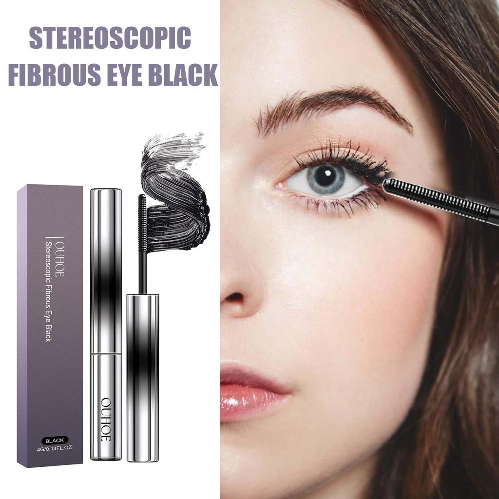 OUHOE Long-Lasting Curling Mascara - Volumizing & Lengthening Eyelashes, Waterproof Mascara, Smudge-Proof, Long-Lasting Waterproof Black Mascara 4g