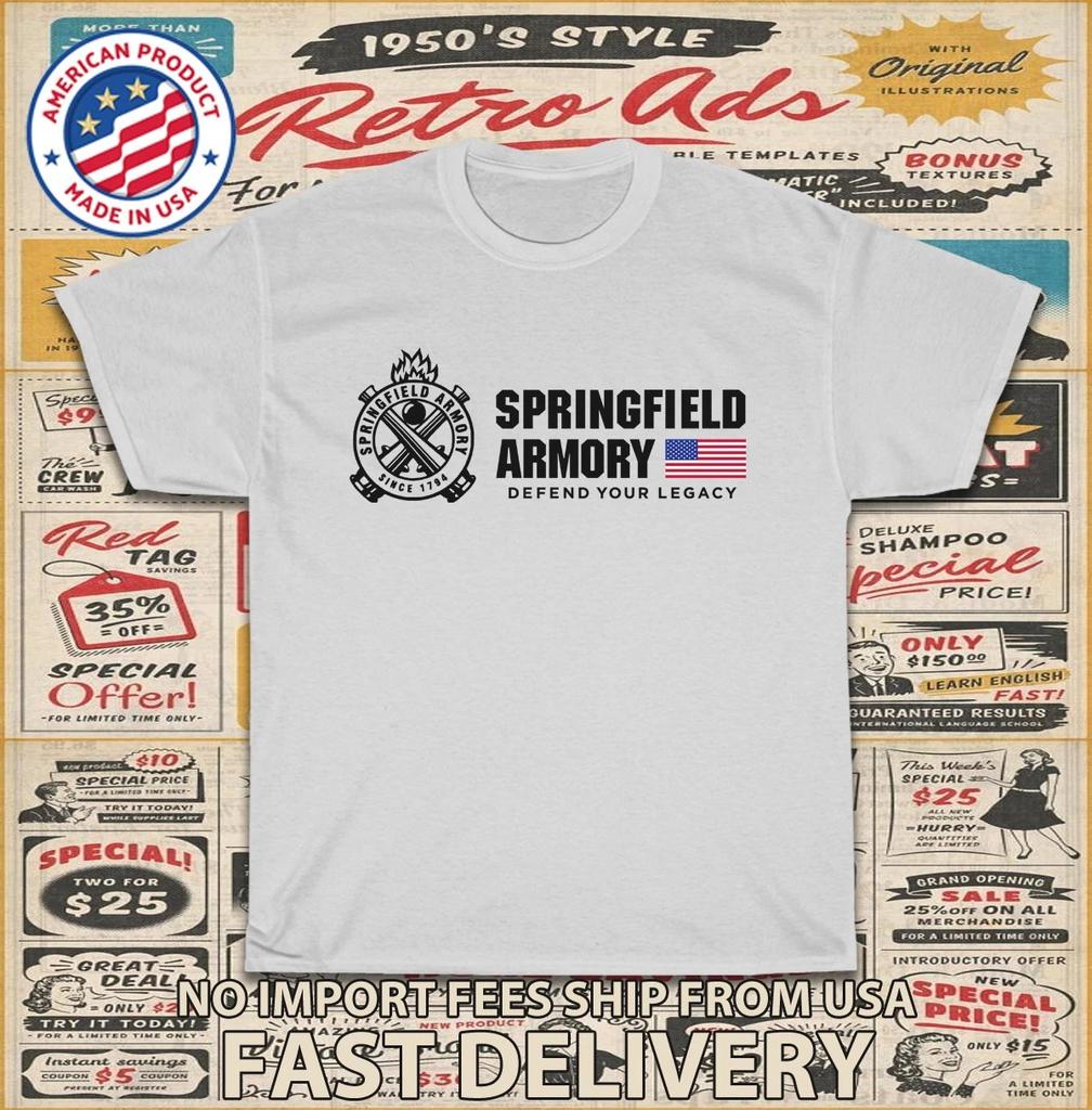 2026 New Brand New TShirt Springfield Armory Since 1794 Unisexs Classic Cotton TShirt Comfortable