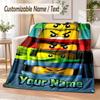 LEGO Ninjago Custom Name Flannel Throw Blanket Soft Warm for Sofa Bed Indoor Home Use