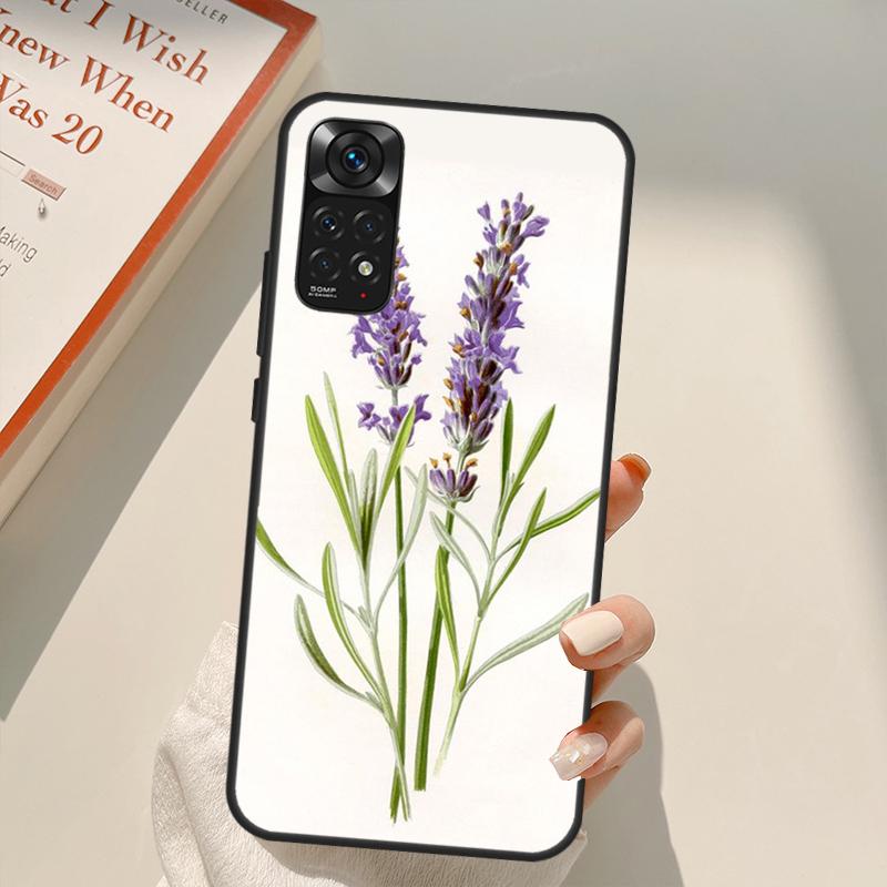 Чехол с цветком лавандового цвета для Xiaomi Redmi Note 11 10 9 8 Pro Note 11S 10S 9S 8T K50 K40 9A 9C 10A 10C
