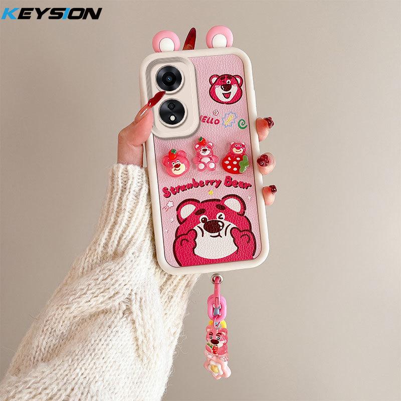 KEYSION Чехол с милым 3D-мультяшным рисунком для OPPO A58 A38 A18 с браслетом, мягкий силиконовый противоударный чехол для телефона OPPO A17 A17K