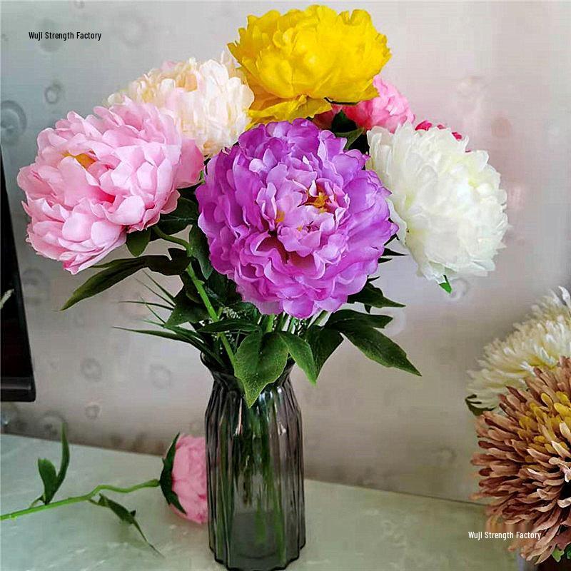 Пион Одиночный Стебель Большой Шелковый Цветок для Гостиной или Свадебного Украшения
