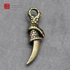 Men's Trendy Copper Dragon Claw & Wolf Tooth Keychain Pendant – European & American Style