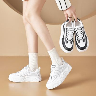 Маленькие размеры кожаные белые туфли женские весенние новые толстые подошвы увеличивающие рост дышащие женские туфли из натуральной кожи спортивные повседневные туфли Borad