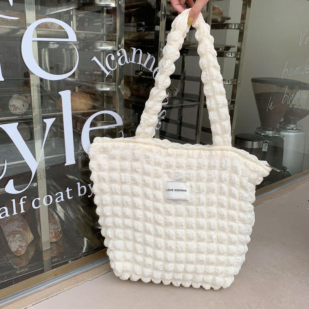 Японская холщовая сумка через плечо с облачным пузырчатым цветочным принтом для студенток