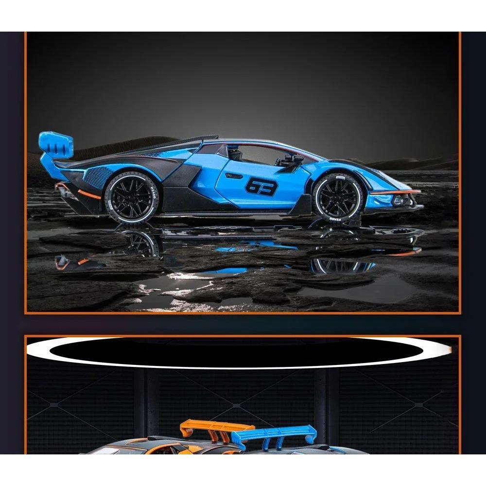 1/32 Lambos Essenza SCV12 Металлическая модель спортивного автомобиля Звук литья под давлением Супергоночный Поднимающийся хвост Горячее колесо автомобиля Для детских подарков