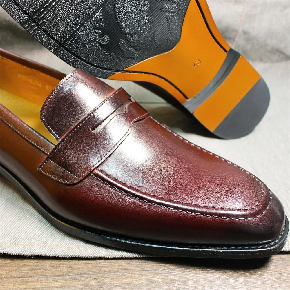 Мужские лоферы пенни большого размера из натуральной телячьей кожи сине-красные туфли для платья итальянский дизайнер ручная работа слипоны свадебные туфли