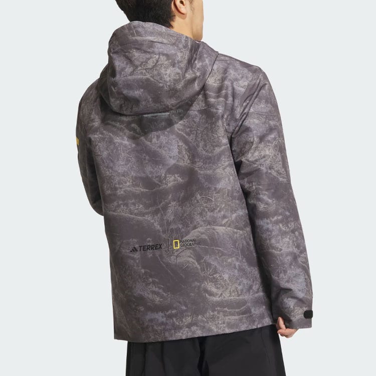 adidas X NATIONAL GEOGRAPHIC ВЕСЬ ПРИНТ Куртка-ветровка для активного отдыха, водонепроницаемая и ветрозащитная, мужская IS9512