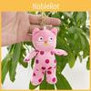 Cute Adorable Pink Polka Dot Plush Cat Keychain Doll Toy For Kids And Collectors