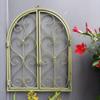 Романтический металлический настенный декор Винтажная рама фальш-окна Искусство с арочным дизайном для украшения спальни, двора